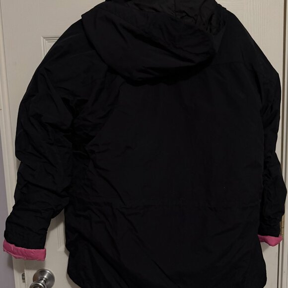 Womens Lands End Black & Pink Ski Jacket Size LG 14-16 - Picture 2 of 8